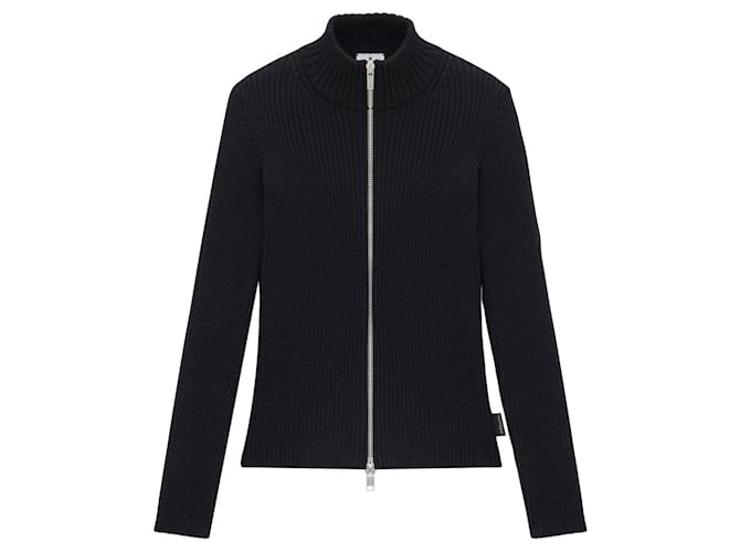 Courreges Courrèges ribbed-knit zip-up cardigan black Cotton ref