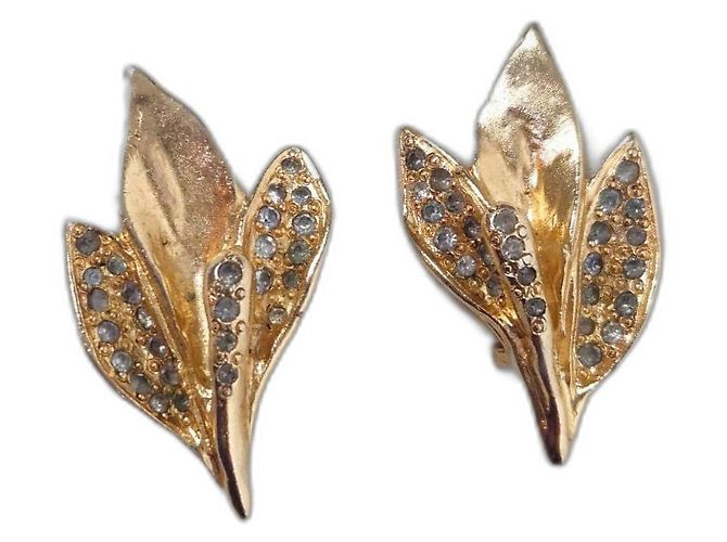Boucles D'oreille Vintage Années 80 - Clips Métal Doré/argenté Pendantes, Sans Marque, Occasion
