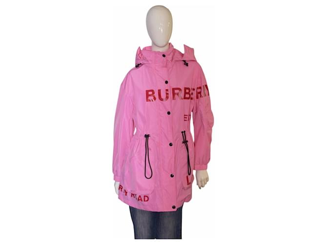 Burberry Pink Dartmouth Horseferry Print Rain Jacket Shape-memory