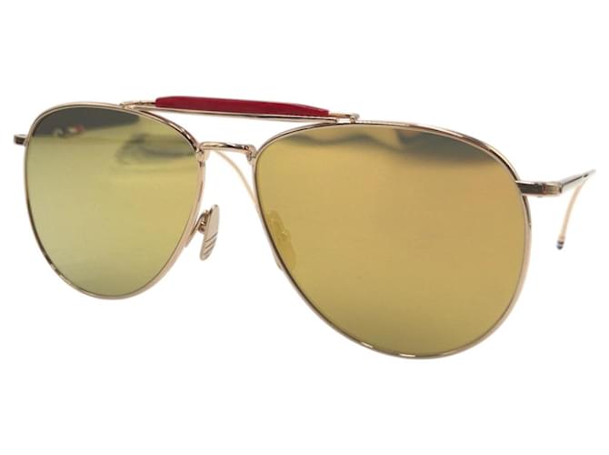 Thom Browne Metal Teardrop Sunglasses TB 015 LTD Golden Metallic