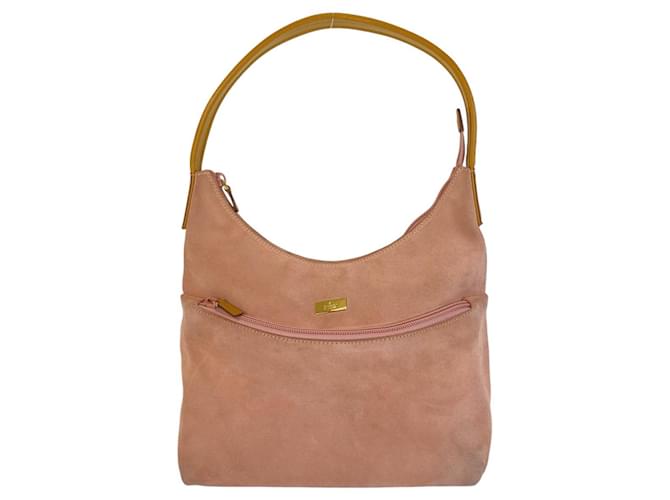 GUCCI 26S SHOULDER BAG 31 IN YELLOW EMBOSSED SUEDE