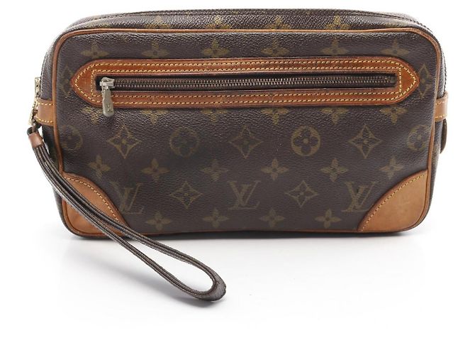 Louis Vuitton Marli Dragonne Monogram Clutch Bag Brown Cloth ref ...