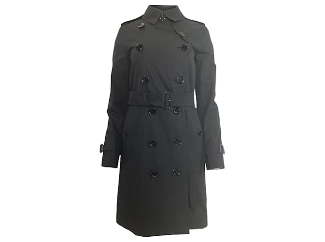 Trench-coat Kensington Heritage mi-long en coton noir de Burberry