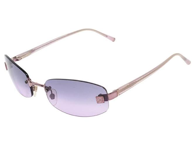 Chanel Purple Silver Rimless Sunglasses 4026 Silvery Plastic ref