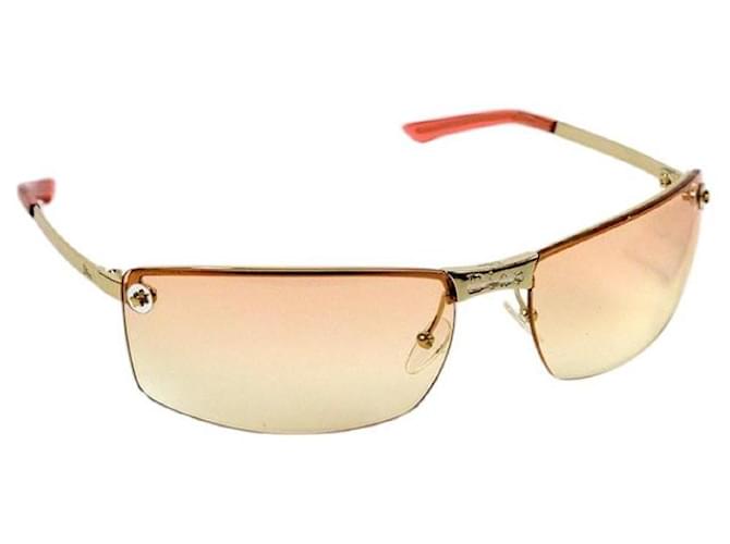 Christian Dior Silver Salmon Pink Rimless Sunglasses Silvery