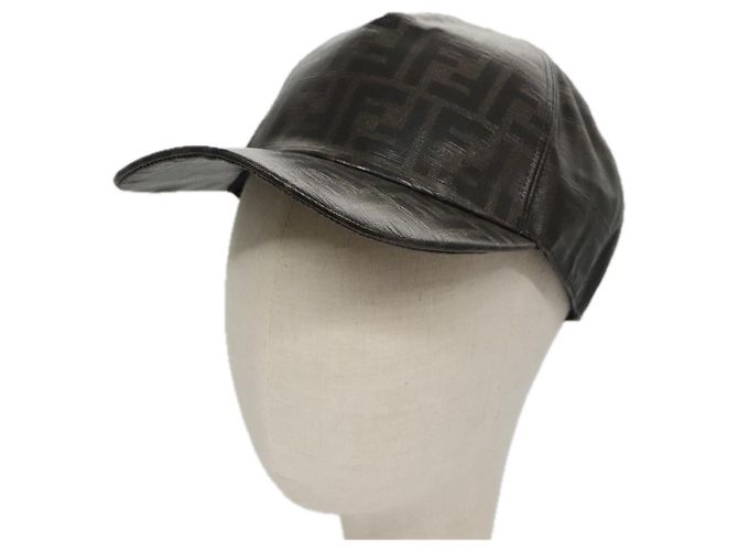 FENDI Zucca Canvas Cap Black Brown Auth am7434 ref.1941674  display picture 1