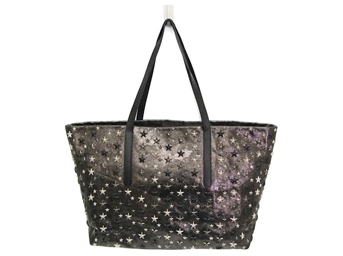 Jimmy Choo Pimlico Metallic Black Leather Tote Bag ref.1941952