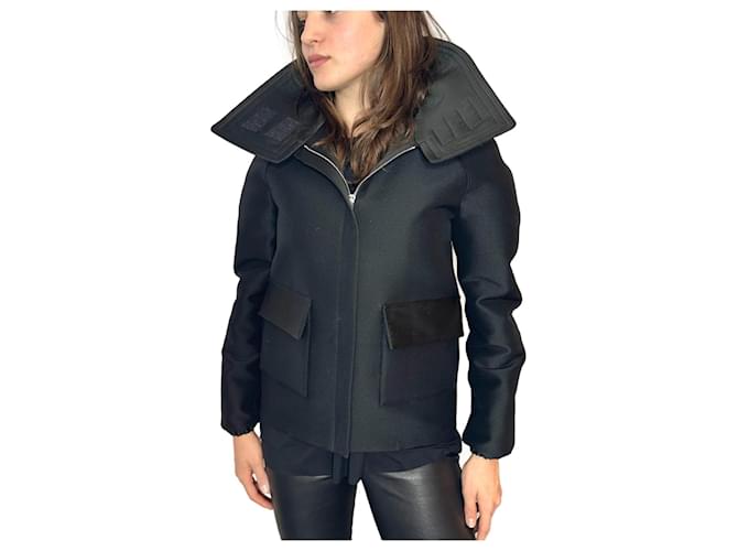 Céline Hooded jacket Pre-Fall 2014 by Phoebe Philo Black Silk