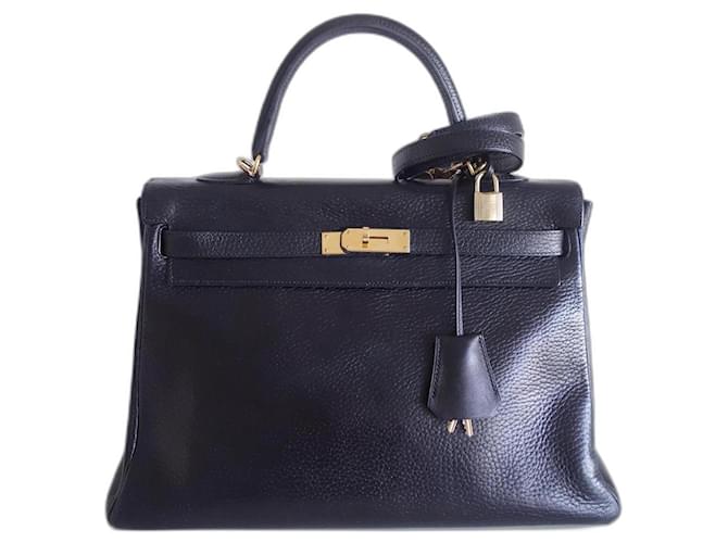 Hermès Hermes Kelly Togo 35 bag Black Leather Joli