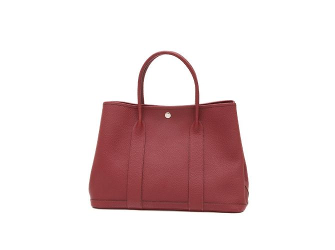 Hermès Hermes Garden PM 36 Handbag in Rouge Grenat Red Leather ref ...