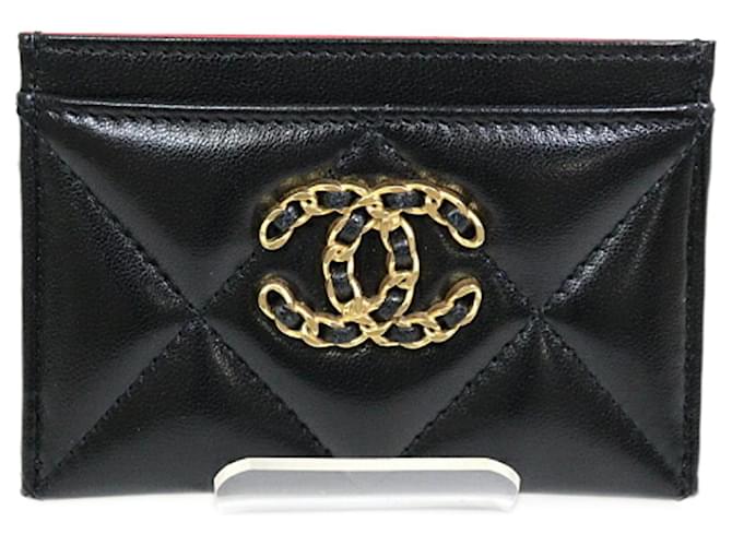 Chanel 19 Card Case in Black Lambskin Leather ref.JC1949615 (Sold