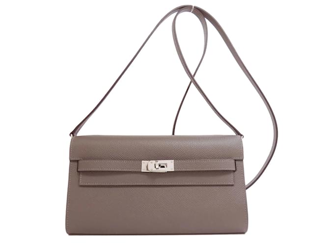 Hermes Kelly To Go Long Wallet in Gray Epsom Leather