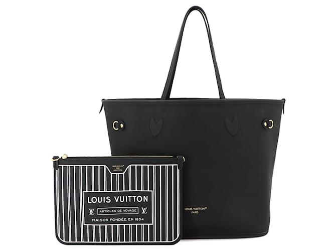 Louis Vuitton Monogram Neverfull Inside Out MM Noir Black Leather