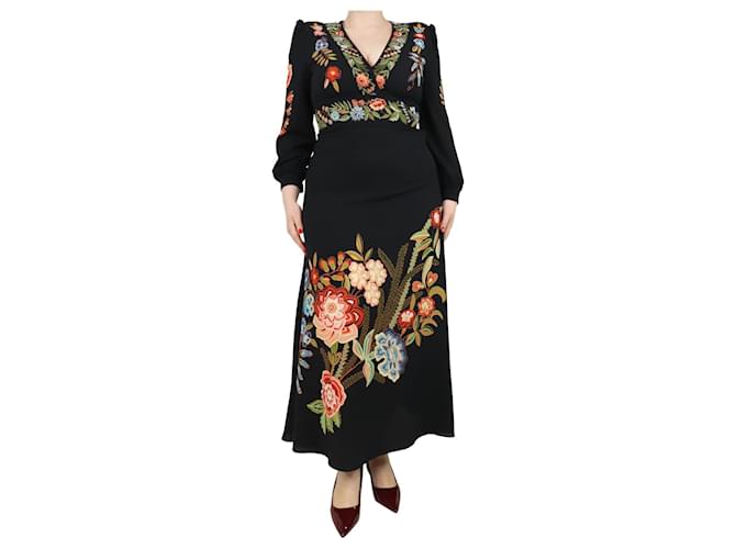 Etro Black v-neck midi dress size UK 12 Polyester