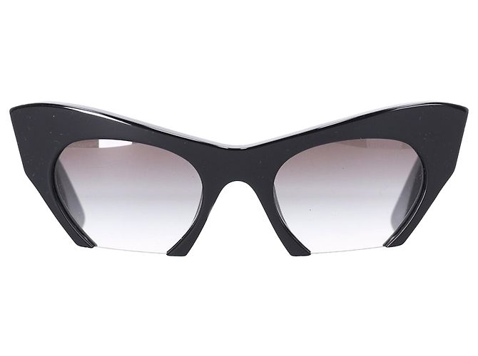 Miu Miu SMU 10OS Semi Rimless Cat Eye Sunglasses in Black  display picture 2