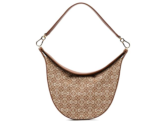 Loew Anagram Espadrille White Brown Leather and Canvas