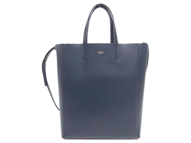 Céline Celine Vertical Cabas Small Tote Bag Blue Navy blue Leather