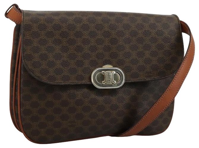 Céline CELINE Macadam Canvas Shoulder Bag PVC Leather Brown Auth 111723 ...