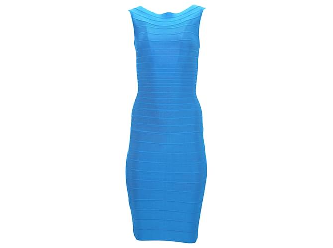 herve leger blue dress | Round Neck Gown - Turquoise A cutout underbust adds a daring Herve Leger, strapless body con
