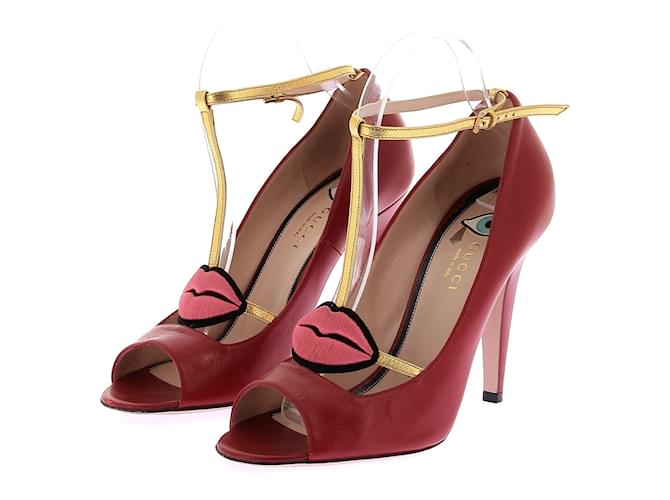GUCCI 26S HIGH-HEELED SANDALS 65 MM IN RED CANVAS