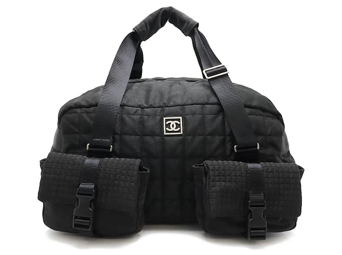 CHANEL Sports line Nylon Rubber COCO Mark Logo 2WAY Shoulder Boston bag White x navy