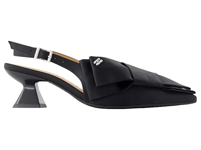 サンダル・ミュール Ganni Big Bow Kitten Pumps - Ganni - Synthetic - Black Big Bow Kitten Pumps - Ganni - Synthetic - Black ref.2015794