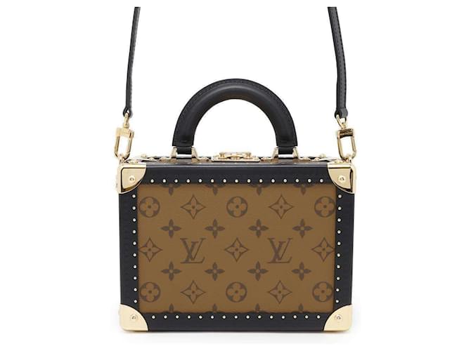 Louis Vuitton Monogram Reverse Petite Valise Handbag Black Cloth