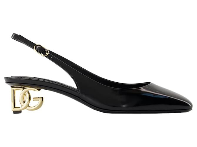Dolce & Gabbana Black Calf Leather Stiletto Heels Pumps Shoes main image 0