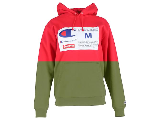 Felpa con cappuccio Supreme x Champion in cotone rosso