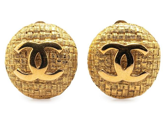 [Chanel] Chanel L20K Stone Square Frame COCO Mark Gold Plated Pierce Accessory Gold [Used] [Authenticated and Guaranteed Authentic] 208499