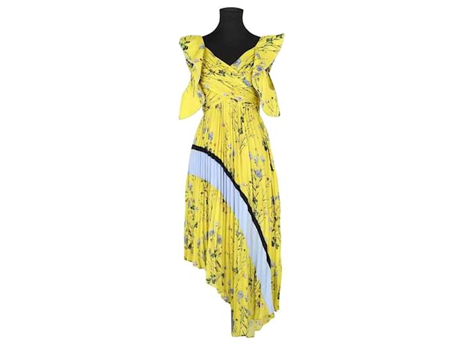 self-portrait Women's Draped Jersey Long Dress Yellow main image 1