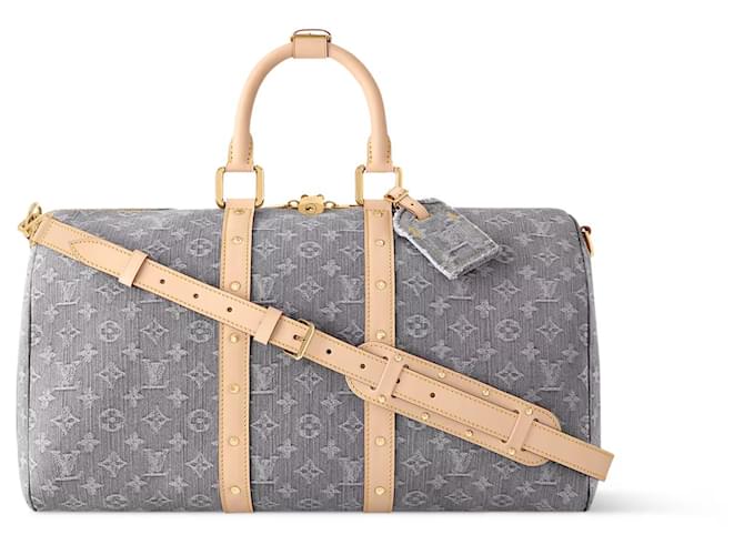Louis Vuitton LV Keepall Denim bandouliere 45 Grey Cloth ref