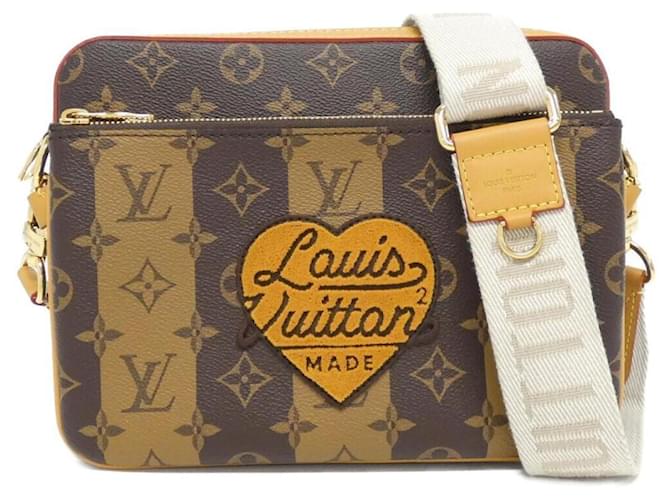 Louis Vuitton Monogram Stripe Trio Messenger Shoulder Bag Brown