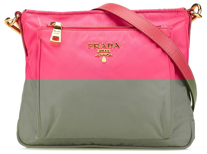 Prada Pink Tessuto Zip Top Crossbody Nylon Cloth ref.2082503
