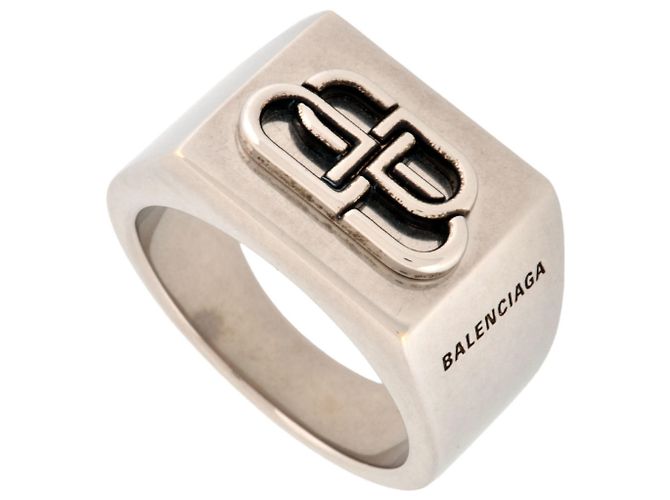 Balenciaga BB Signet Ring in Silver Silvery Metal ref.2105372 - Joli Closet