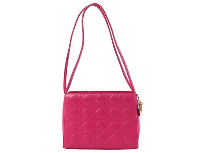 Christian Dior Vintage Cannage Leather Shoulder Bag in Pink