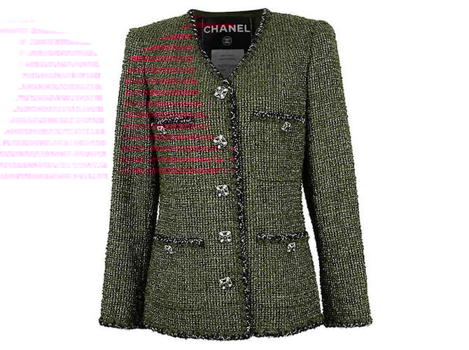 CHANEL ヘリンボーンジャケット 36 Chanel Red Tweed Jacket - Size FR 36