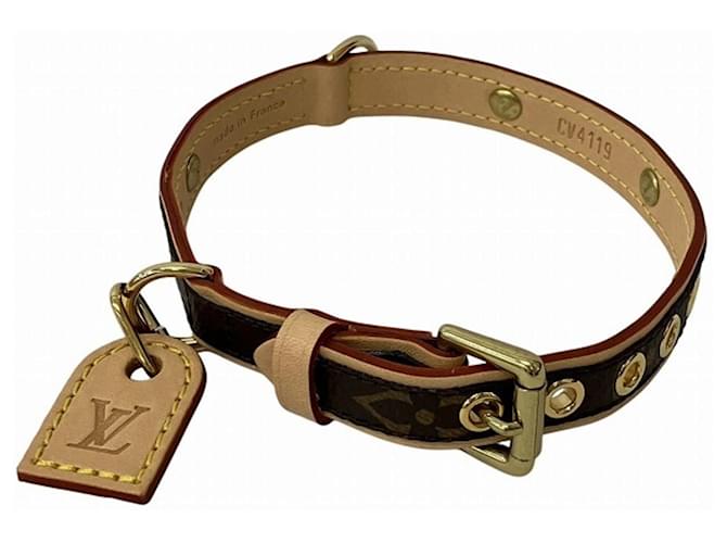 Collar para perro Monogram Louis Vuitton Castaño Charol ref
