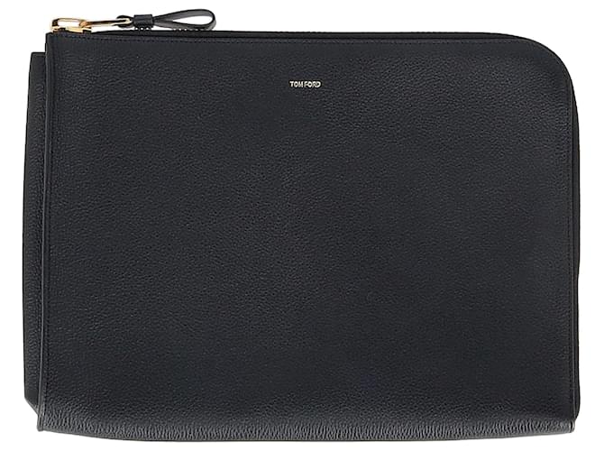 Tom Ford Buckley Zip Portfolio in Black Grained Leather ref