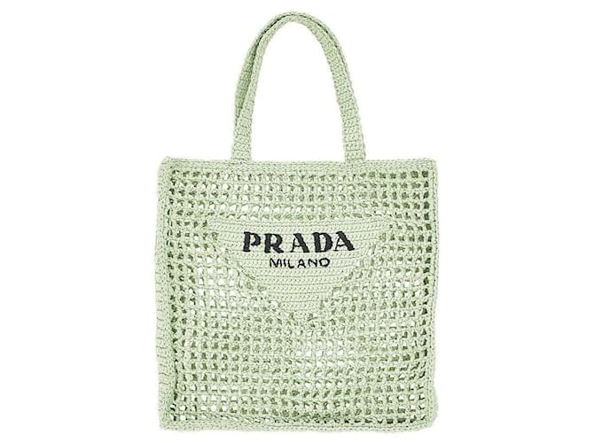 PRADA TOTE BAG IN WOVEN RAFFIA light green Synthetic ref.2141806