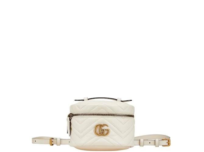Gucci GG Marmont Chain Mini Backpack White Leather ref.2146025 - Joli ...