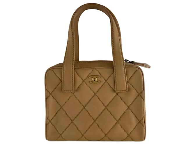 Chanel wild stitch handbag beige Leather Joli Closet