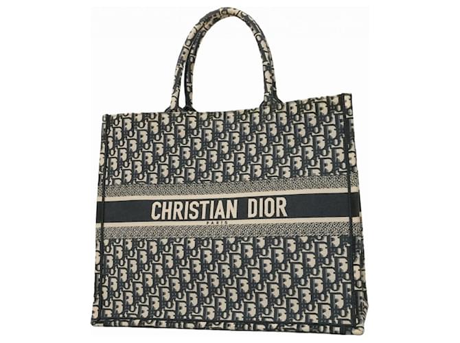 CHRISTIAN DIOR ハンドバッグ ネイビー/アイボリー Medium Dior Book Tote White and Navy Blue Toile de Jouy Sauvage