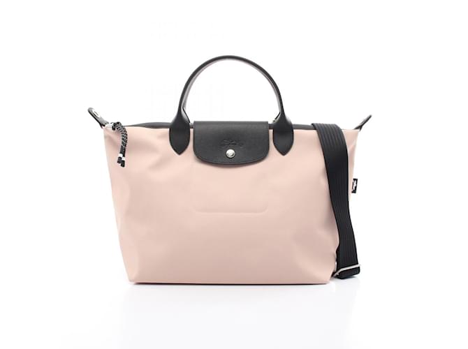 Longchamp Le Pliage Energy L Tote Bag Black Pink Leather Cloth ref