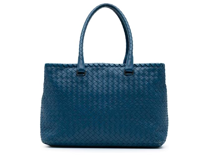 Bottega Veneta Blue Nappa Intrecciato Brick Tote Leather ref