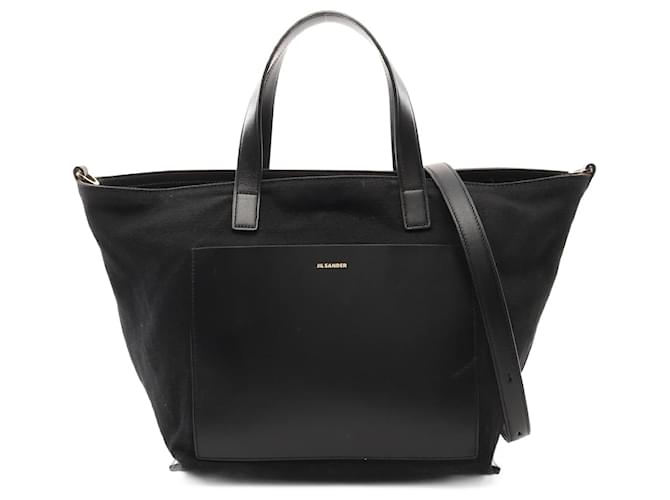 Jil Sander Canvas Leather Small Tote Bag Black ref.2179938