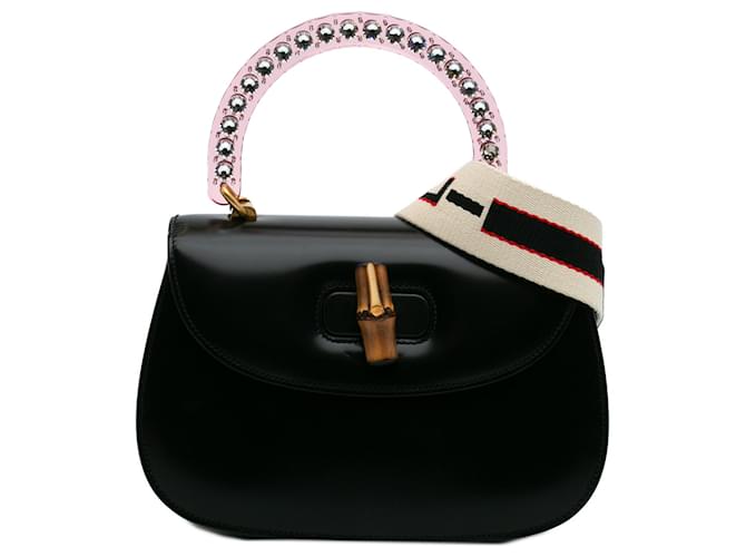 Gucci Black Limited Edition Medium Calfskin Acrylic Classic 2 Top