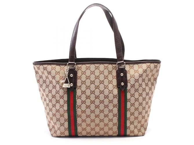 Gucci Sherry Line GG Canvas Tote Bag Brown Multiple colors Beige