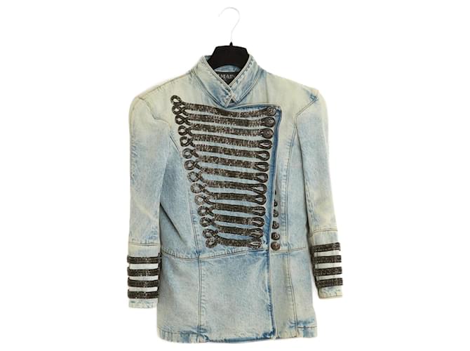 Balmain 2009 Iconic Jacket FR40 Denim Military Jacket by