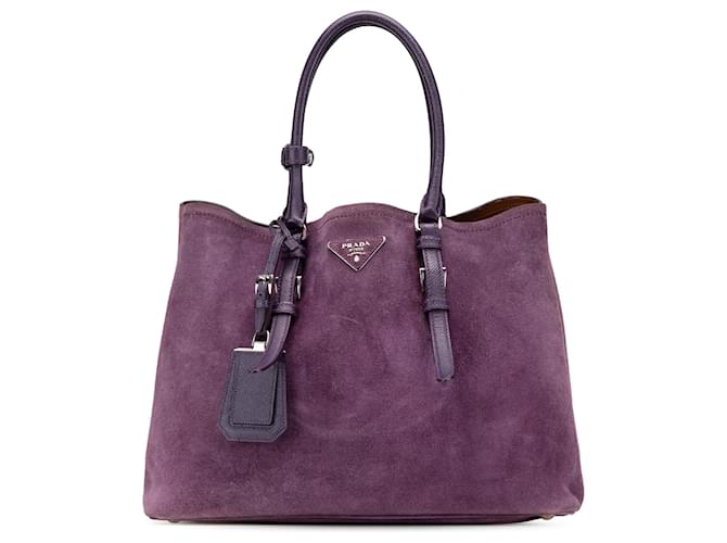 Prada Purple Medium Scamosciato Double Handle Tote Dark purple